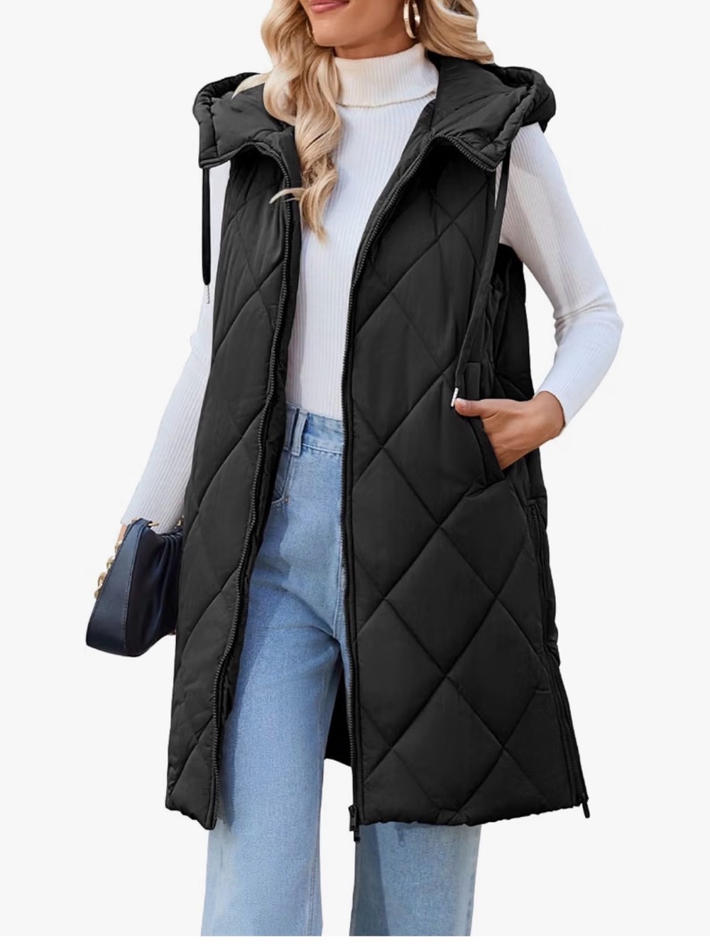 Merokeety Women’s Sleeveless Black Puffer Jacket